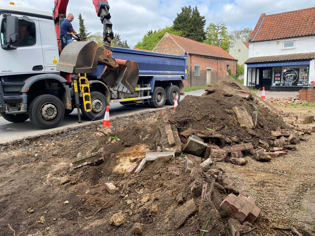 This is a photo of a dig out being carried out for the installation of a new tarmac driveway. Works being carried out by NS Driveways Ascot